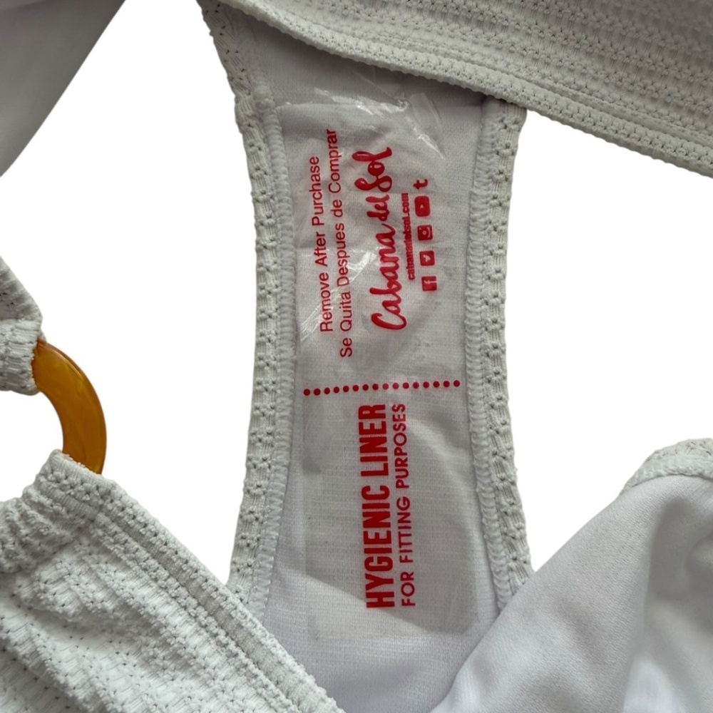 Cabana del Sol White Textured Ring Detail Bikini Set - Picture 8 of 11